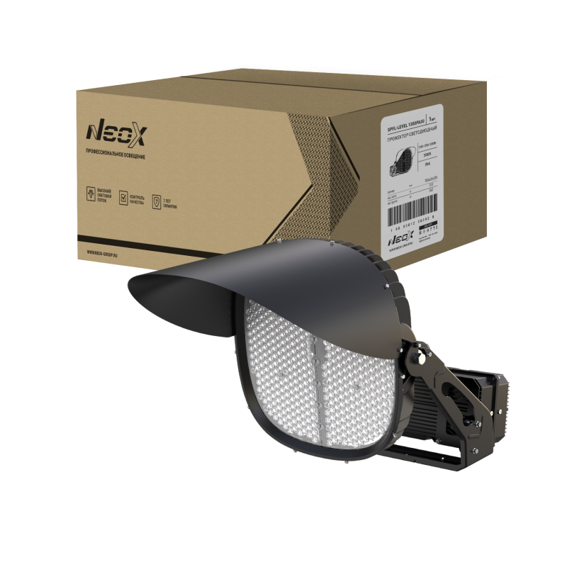 картинка Прожектор светодиодный SPFL-LEVEL 1300PA50 1300/1200/1000Вт 100-277В 160лм/Вт 40гр 7лет IP66 черный NEOX