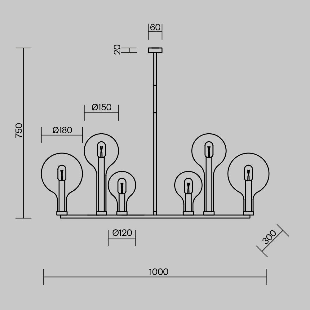 картинка Подвесной светильник Maytoni MOD333PL-06B1