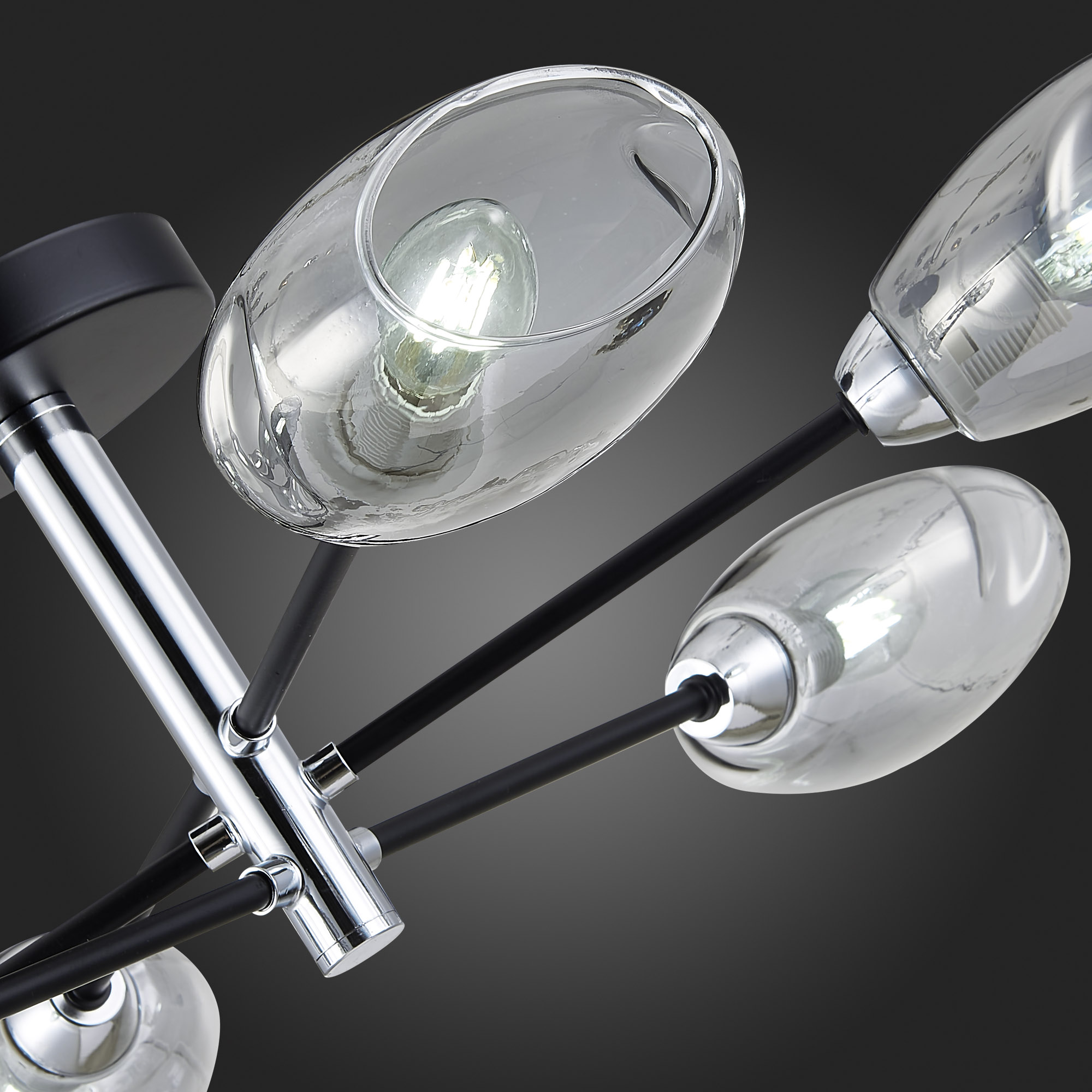 картинка SLE155512-06 Светильник потолочный Черный, Хром/Дымчатый E14 6*40W