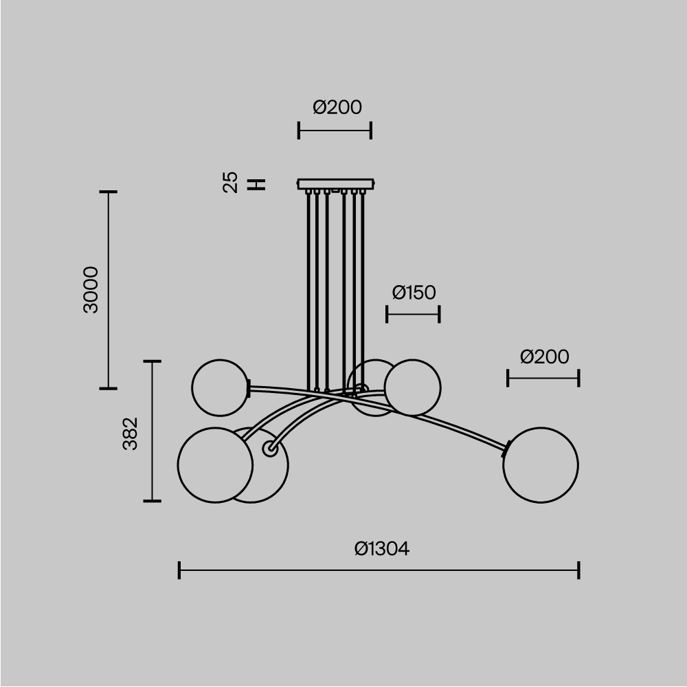 картинка Подвесной светильник Maytoni MOD172PL-06BS