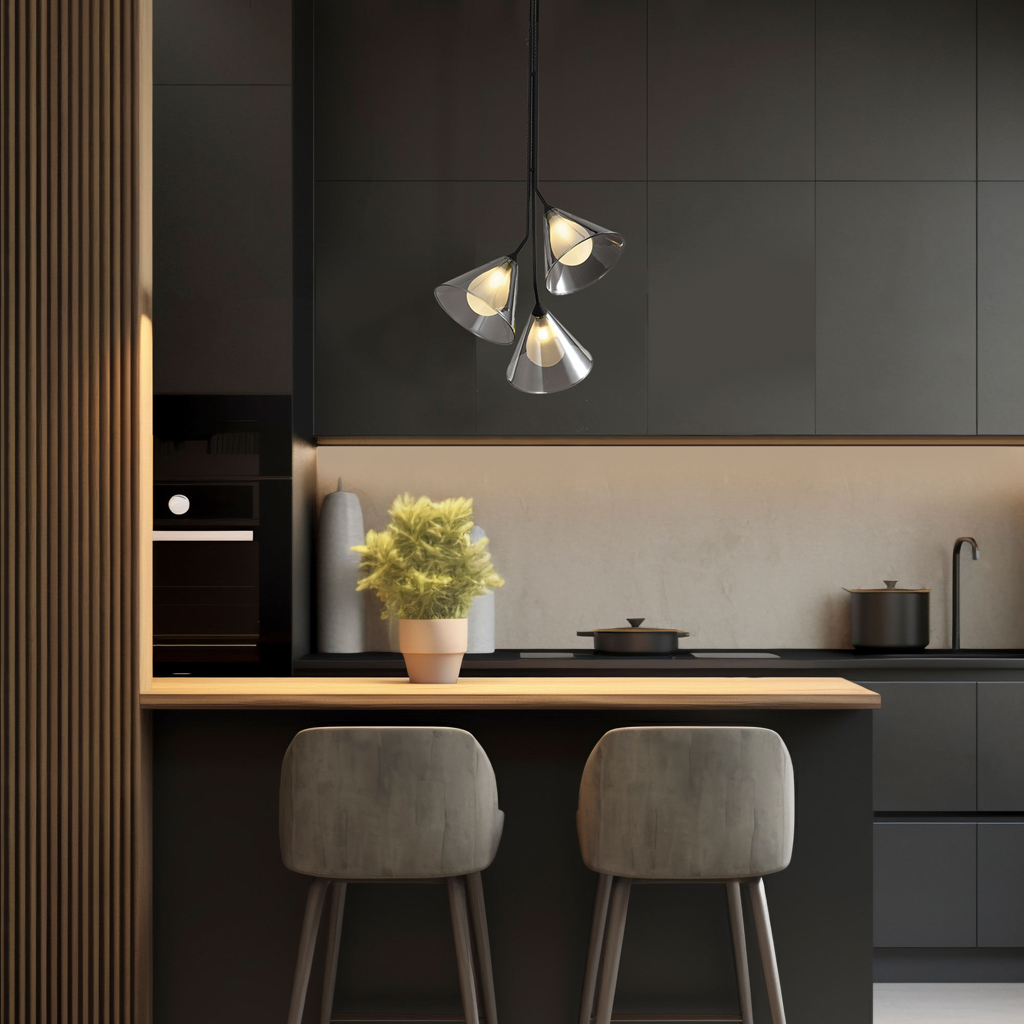 картинка Подвесной светильник со стеклянными плафонами 70161/3 черный