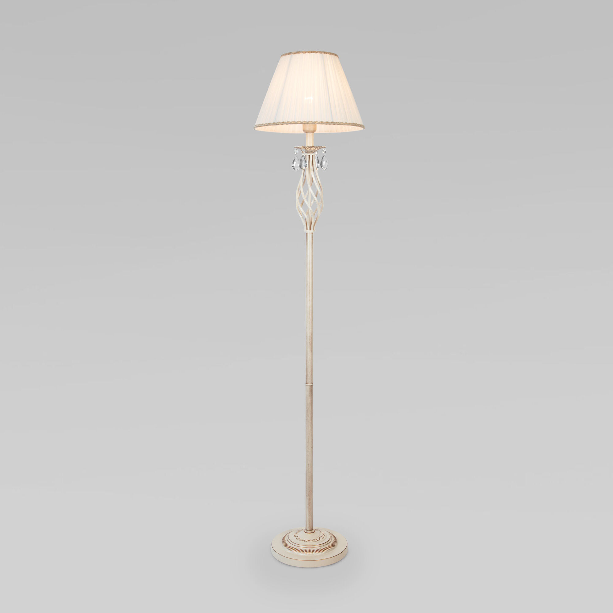 картинка Напольный светильник с хрусталем 10073/1 белый с золотом