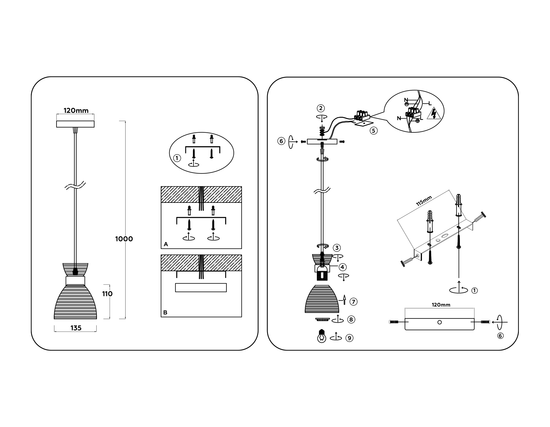 картинка Светильник подвесной со стеклянным плафоном