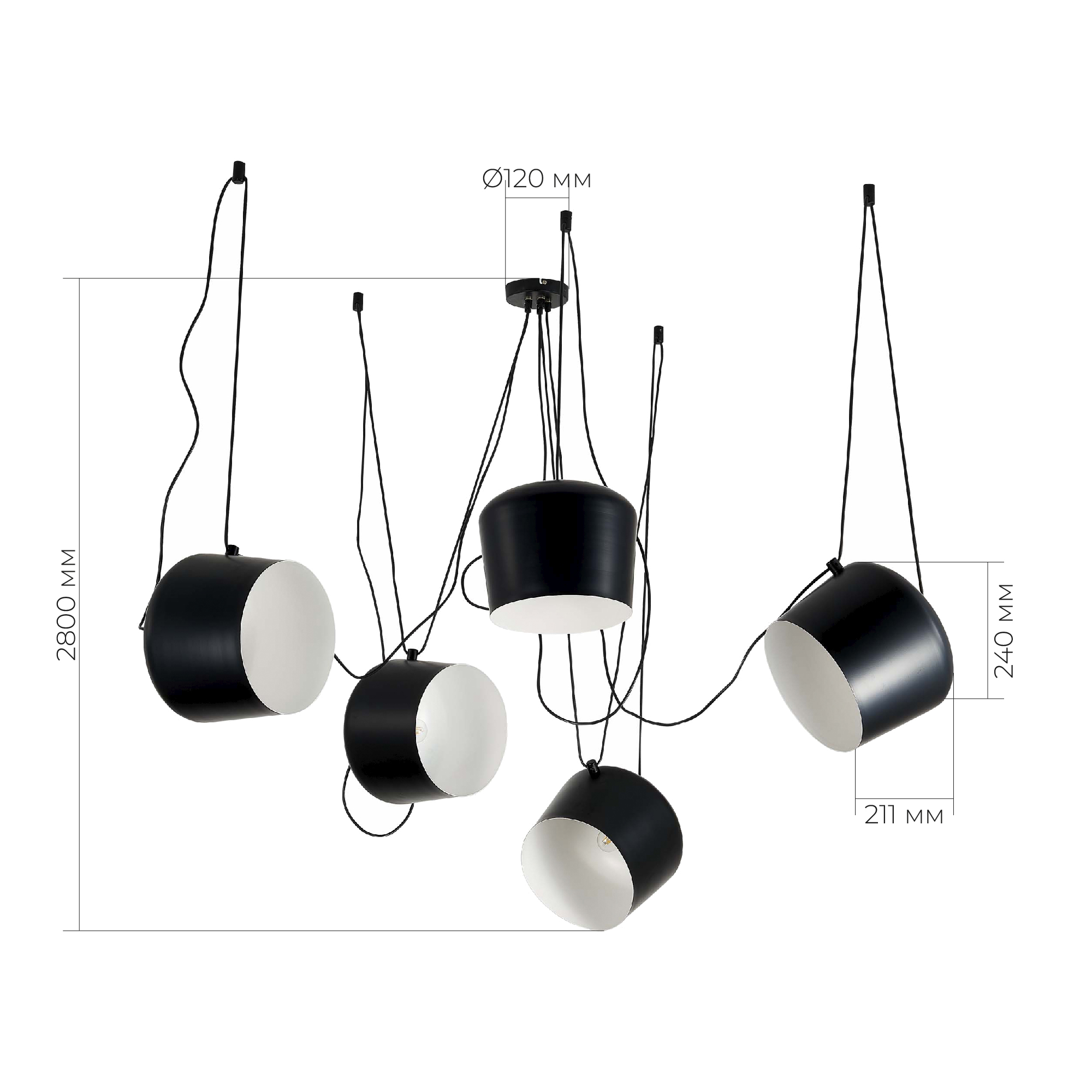 картинка SLE120643-05 Светильник подвесной Черный/Черный E27 5*40W