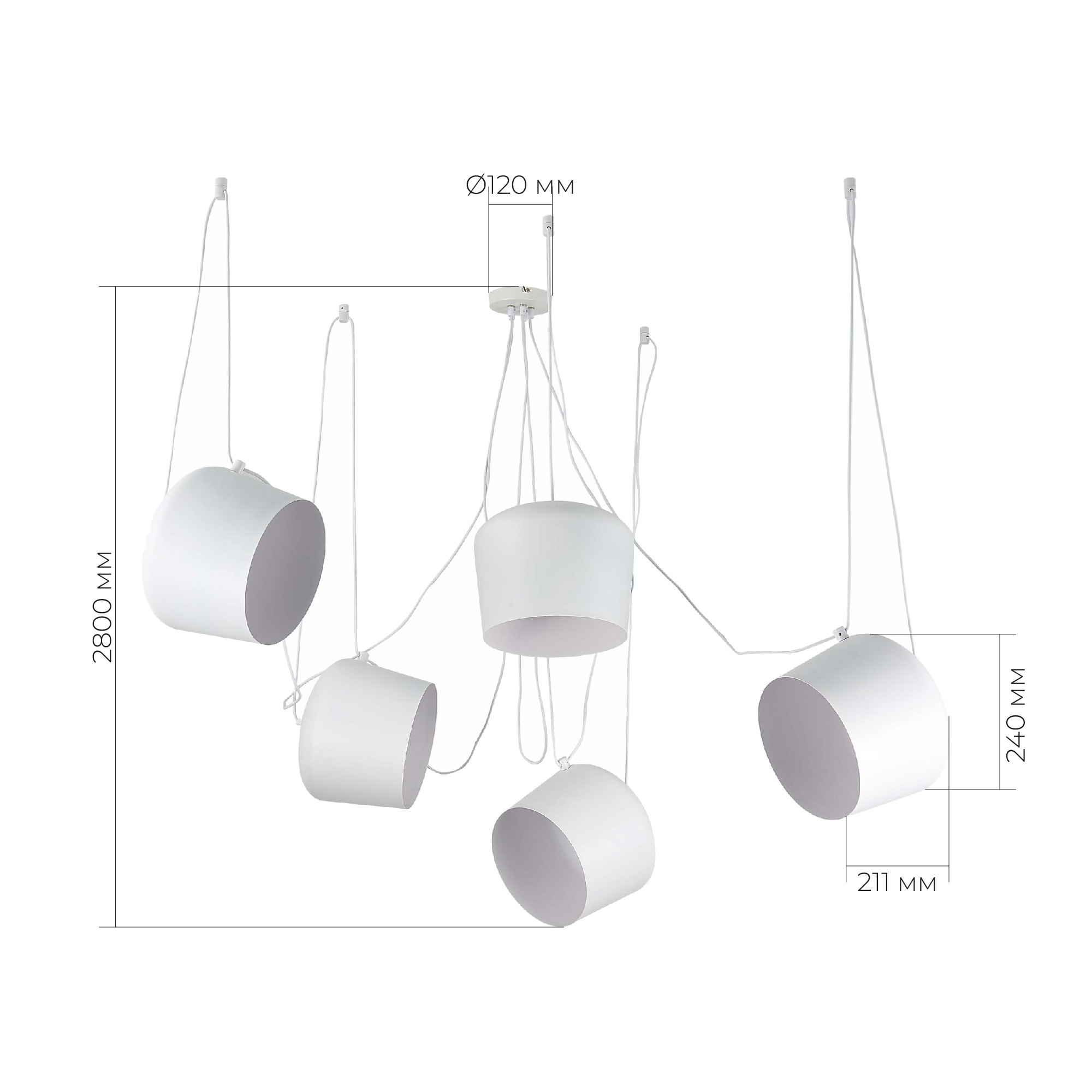 картинка SLE120653-05 Светильник подвесной Белый/Белый E27 5*40W