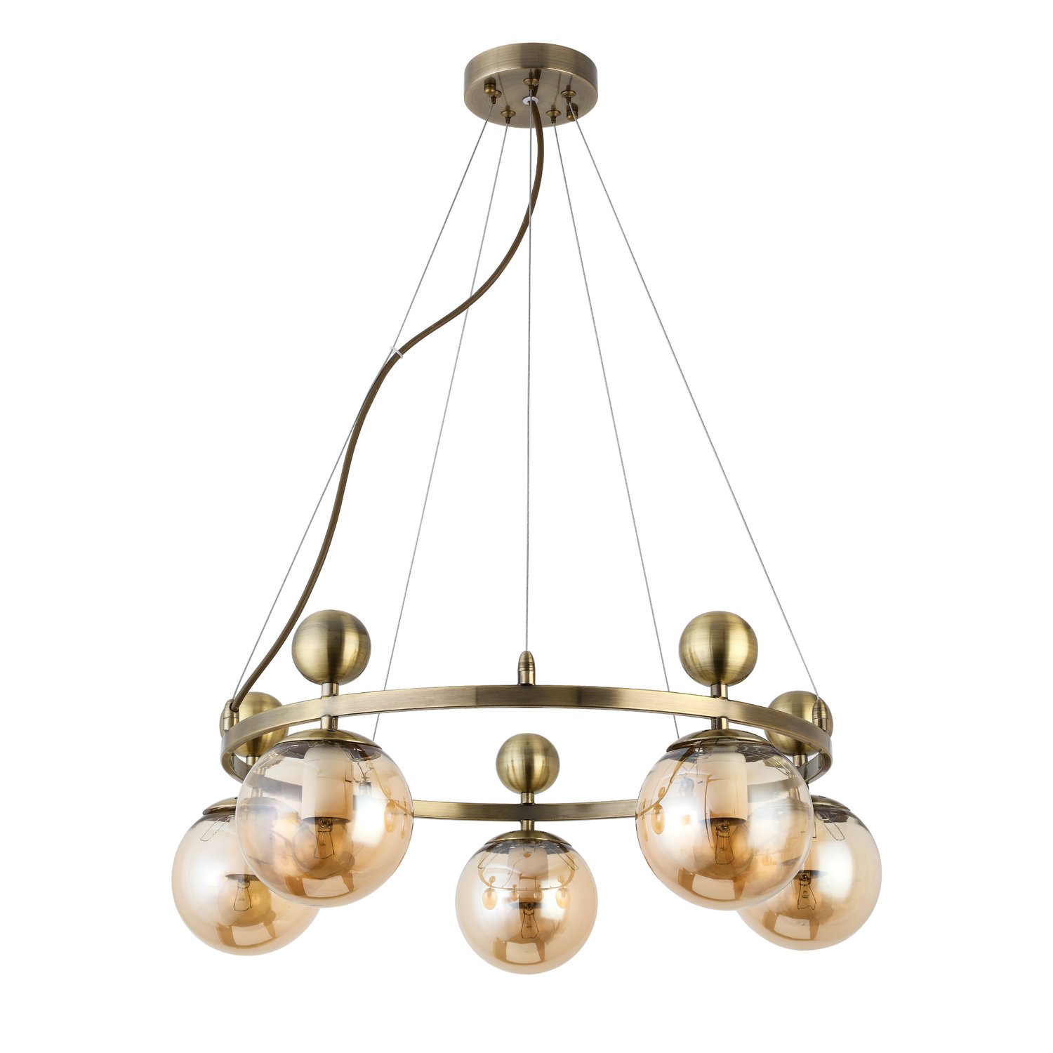 картинка SLE106303-05 Светильник подвесной Бронзовый/Прозрачный, Янтарный E27 5*60W