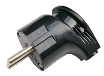 картинка Вилка угловая с заземлением 16А черная 4210 IN HOME