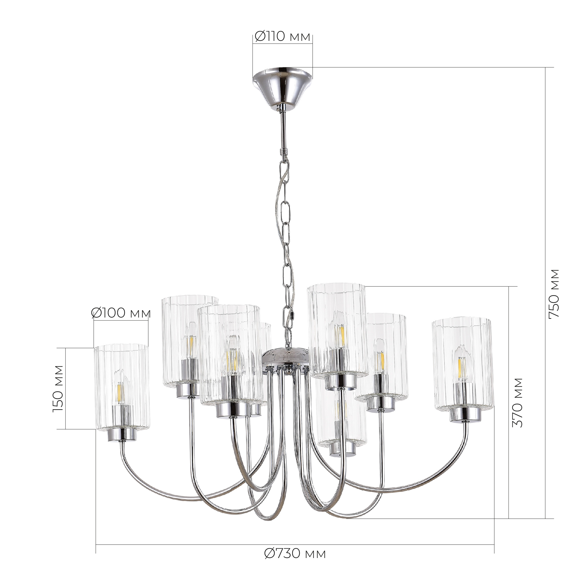 картинка SLE1127-103-08 Светильник подвесной Хром/Прозрачный E14 8*40W