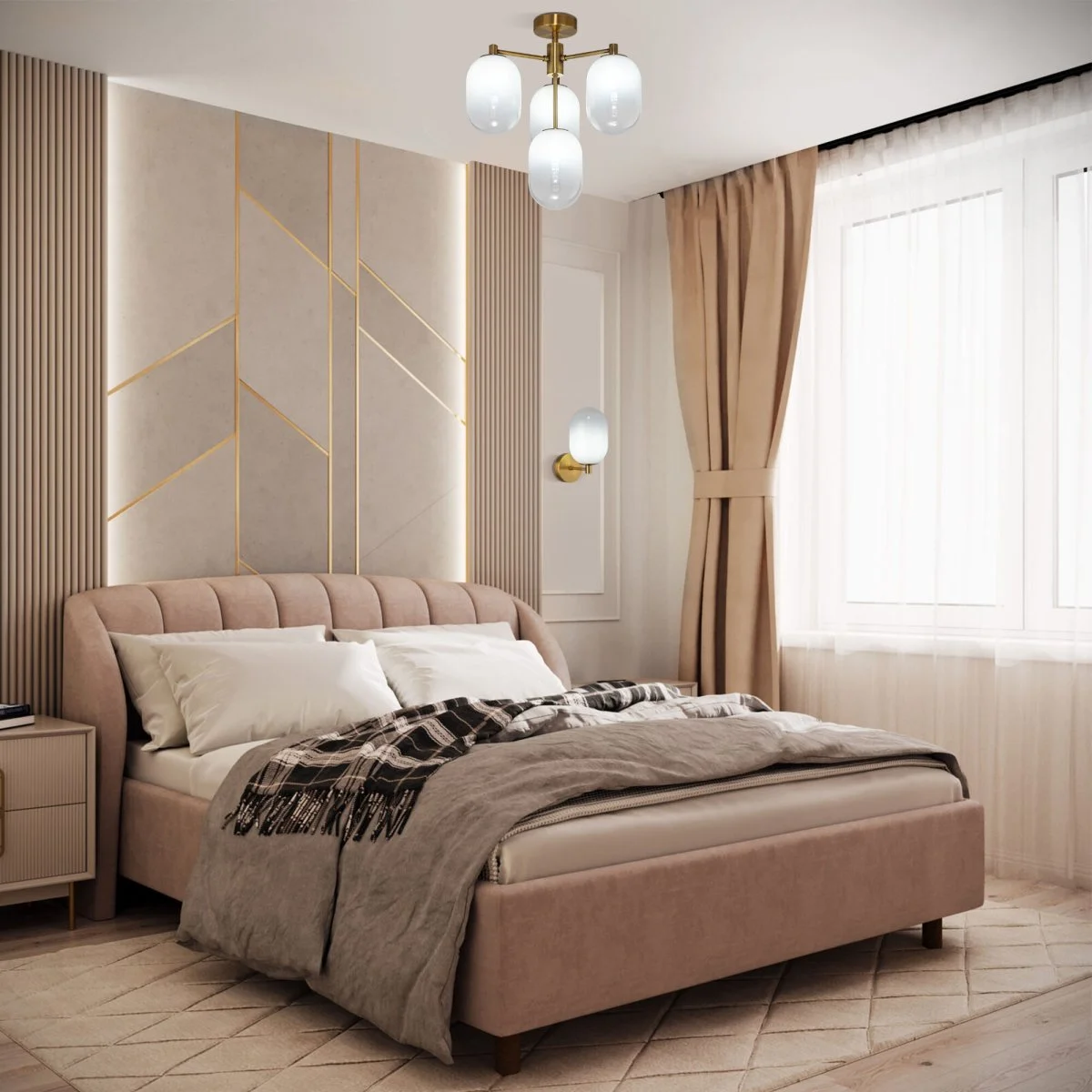 картинка Потолочный светильник со стеклянными плафонами 60161/4 латунь