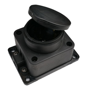 картинка Розетка одинарная с заземлением каучук с заглушкой 16А IP44 черная 9321 IN HOME