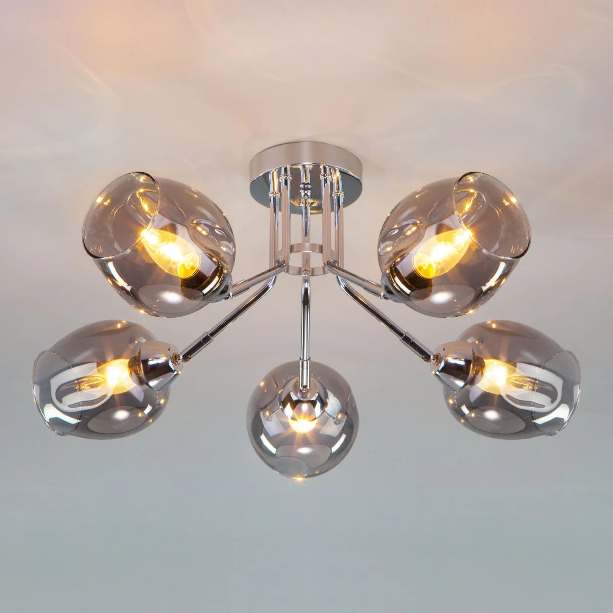 картинка Потолочная люстра со стеклянными плафонами 30164/5 хром