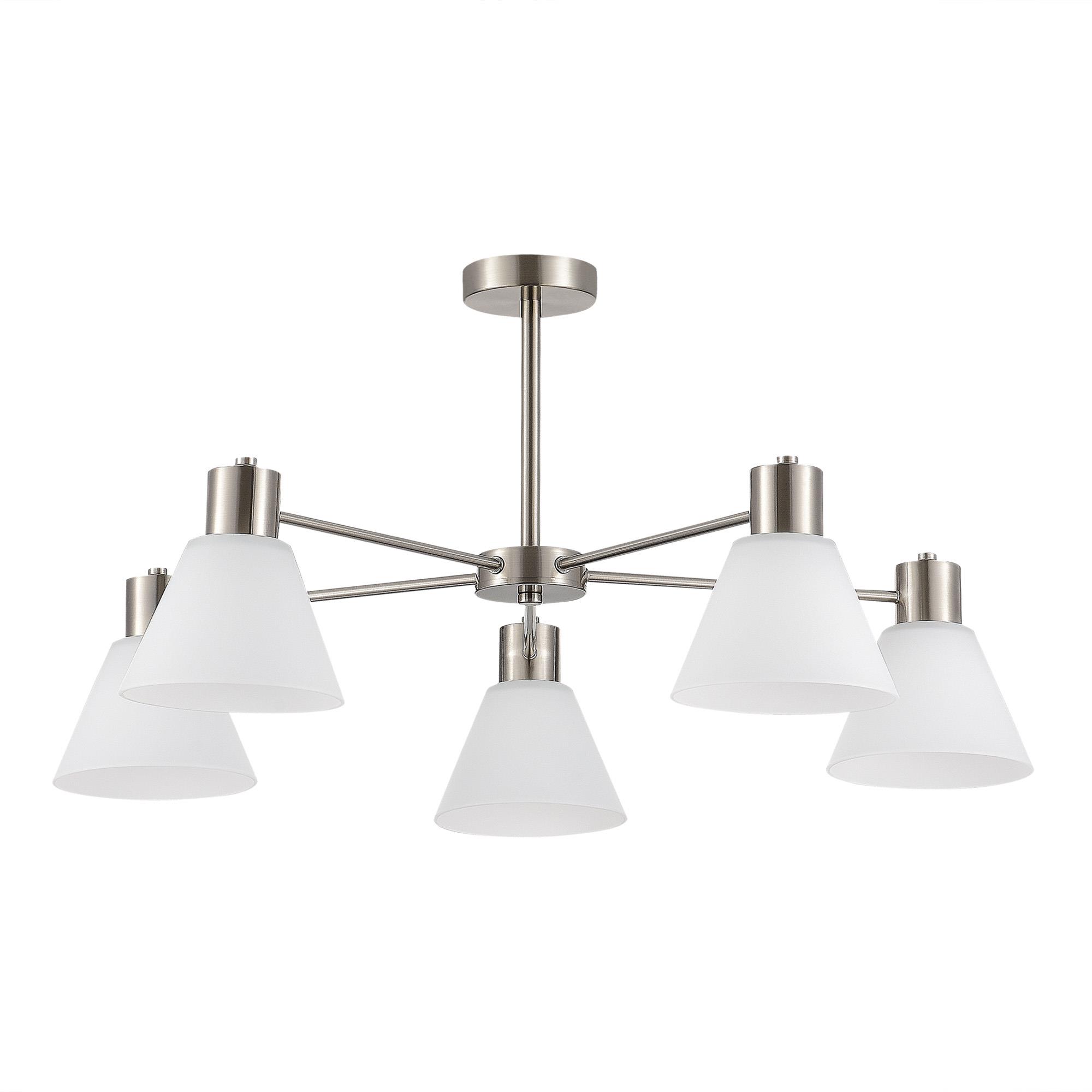 картинка SLE1561-103-05 Светильник потолочный Никель/Белый E27 5*60W