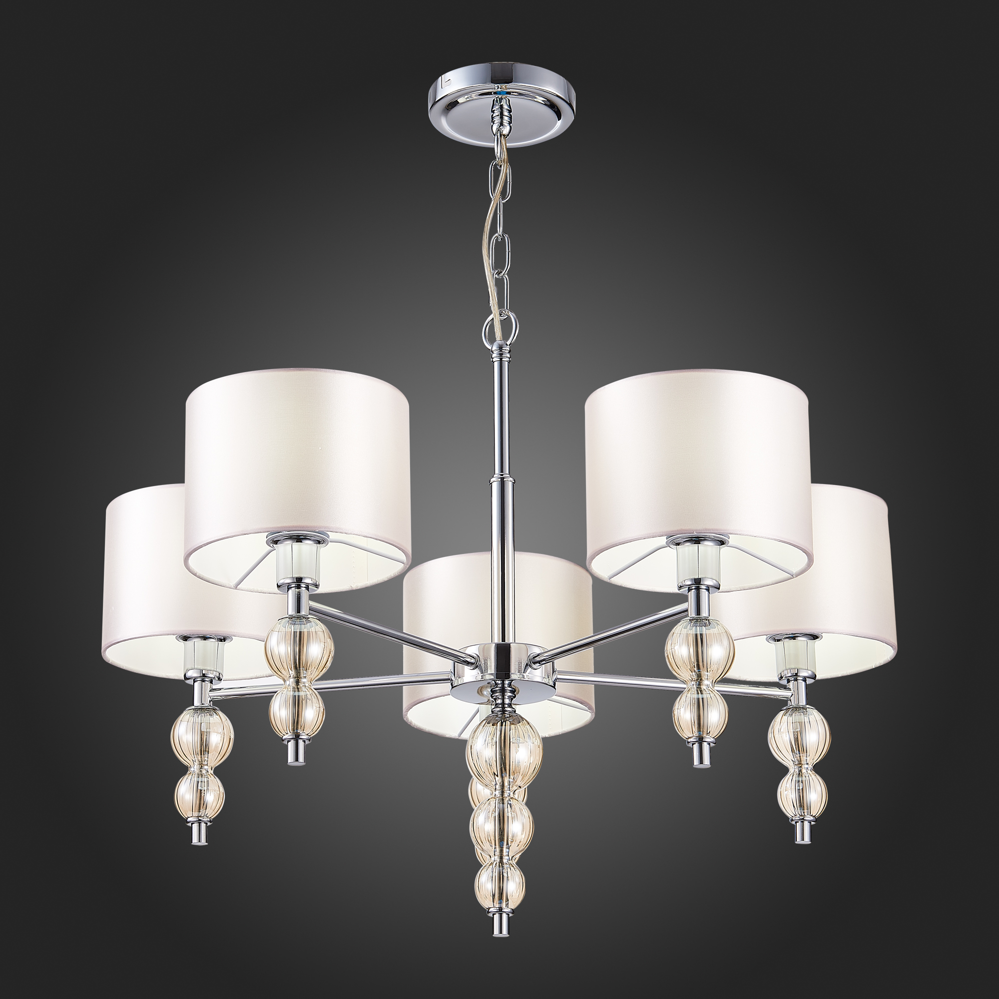 картинка SLE105703-05 Светильник подвесной Хром/Светло-бежевый E14 5*40W