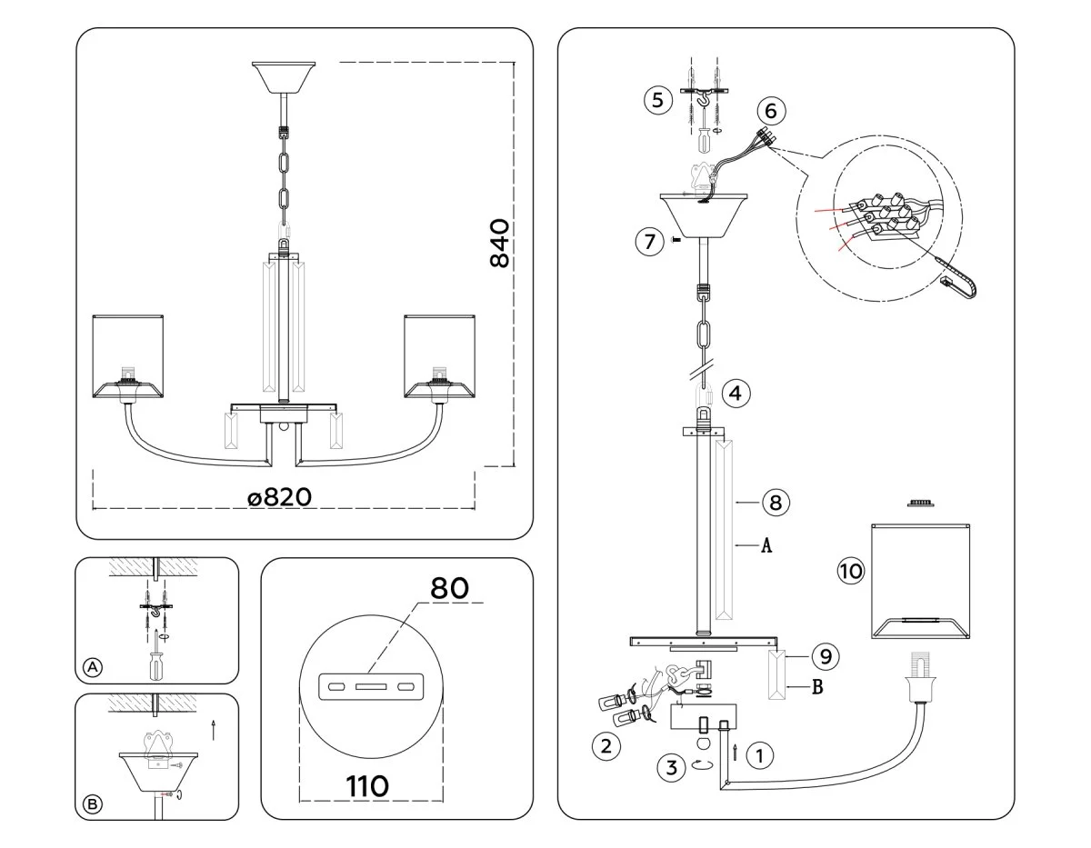 картинка Подвесная люстра с абажурами и хрусталем LH71273
