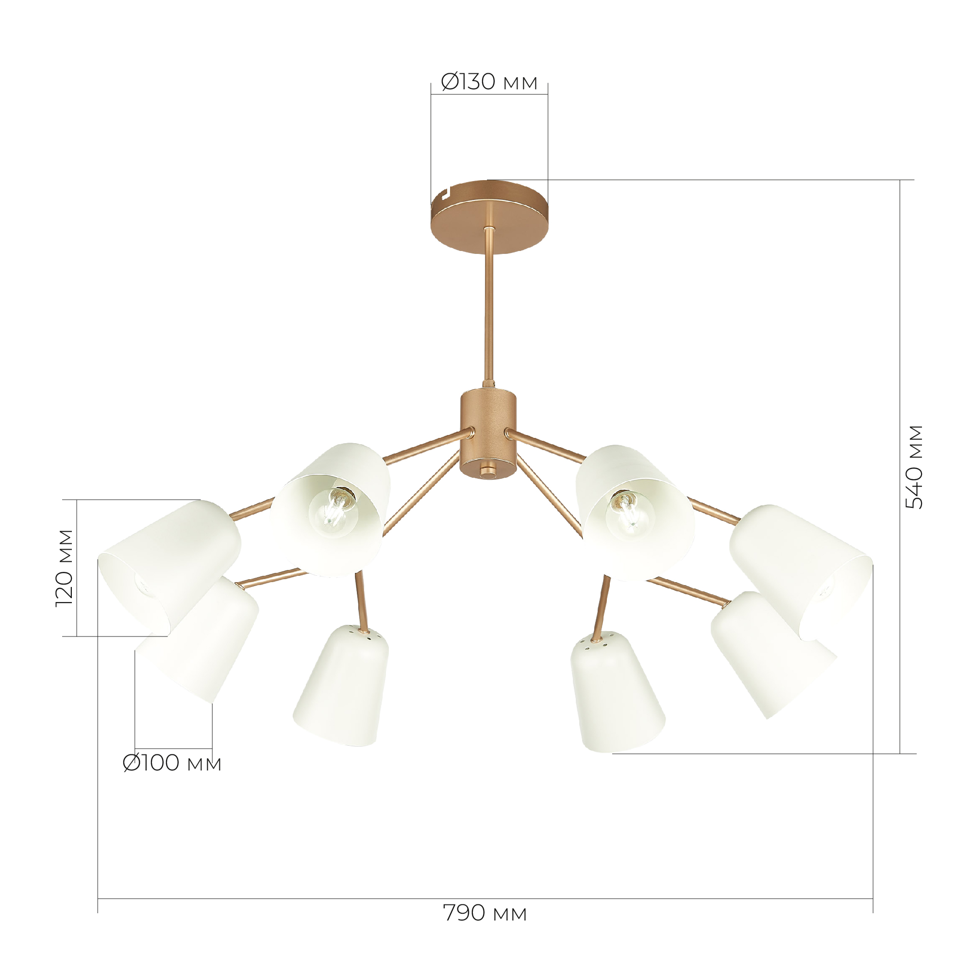 картинка SLE155902-08 Светильник потолочный Золотистый/Белый E14 8*40W
