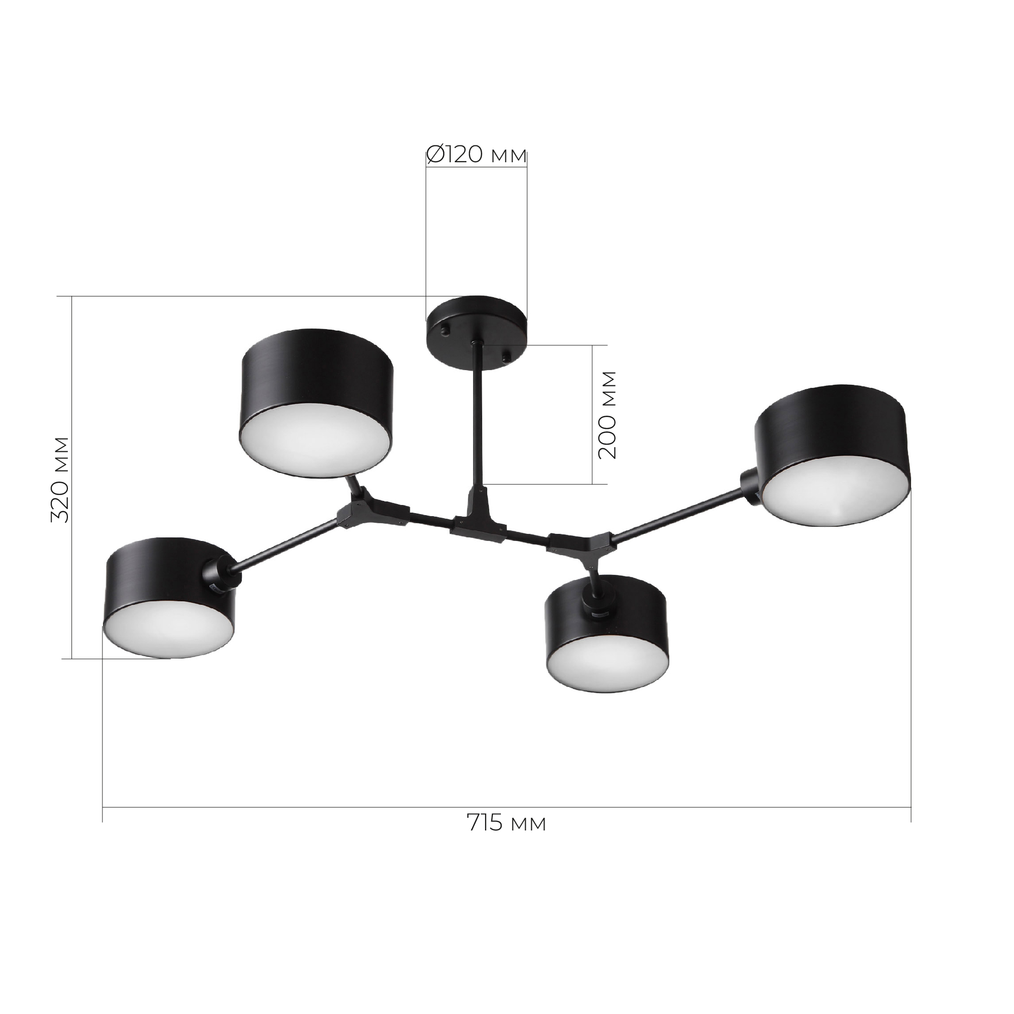 картинка SLE183402-04 Светильник потолочный Черный/Черный E14 4*60W