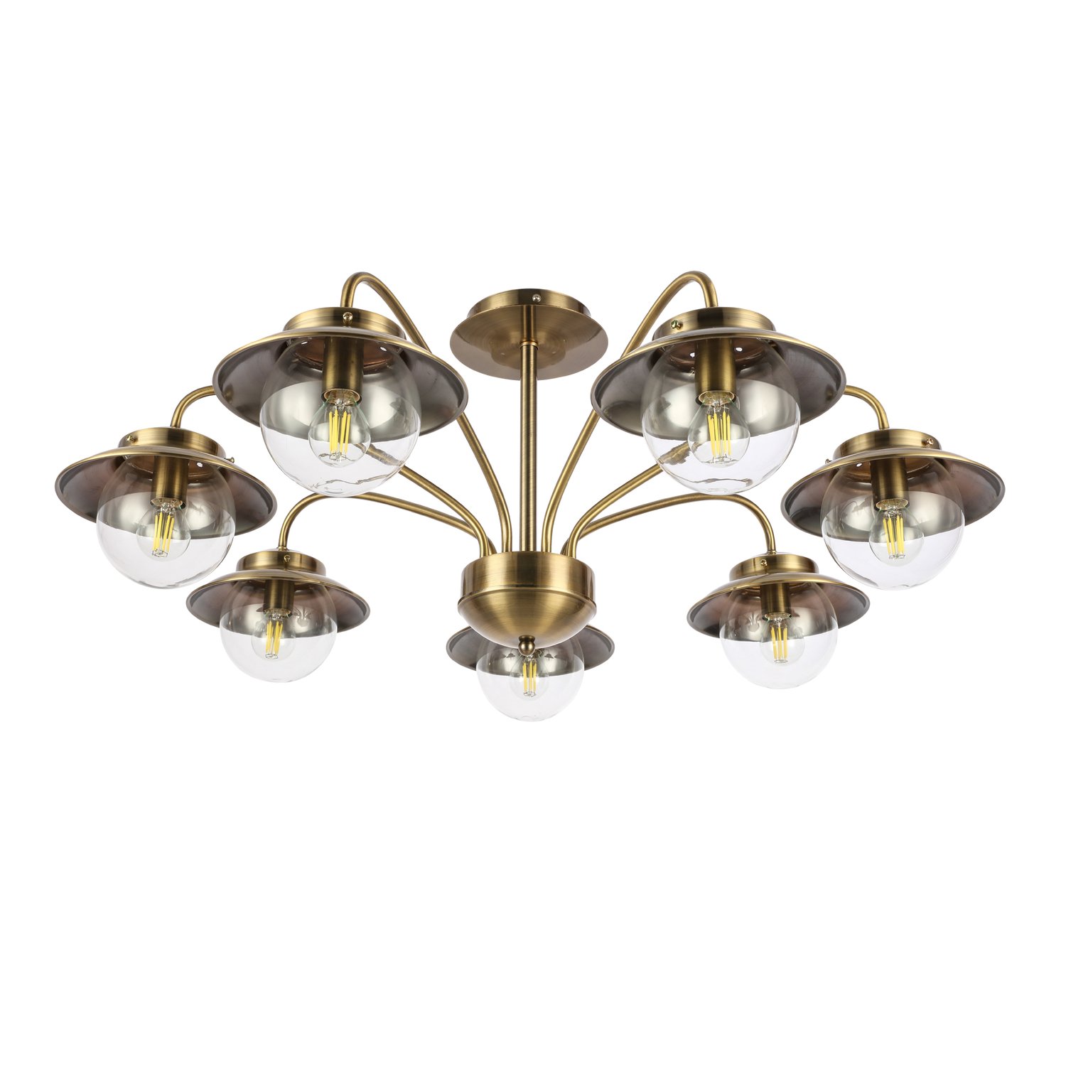 картинка SLE110102-07 Светильник потолочный Античная бронза/Прозрачный E14 7*40W