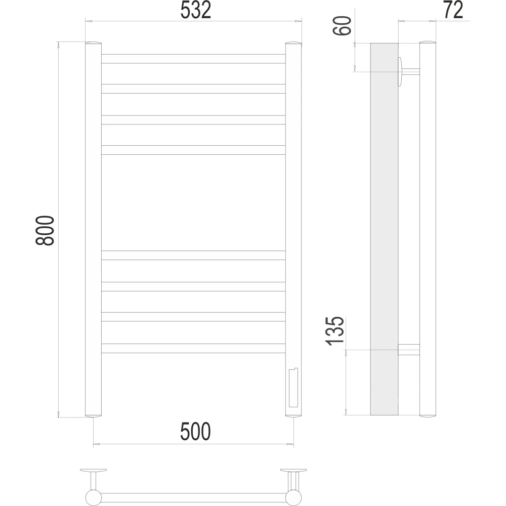 картинка Полотенцесушитель электрический TERMINUS   П8 500х800, арт.4670078563330