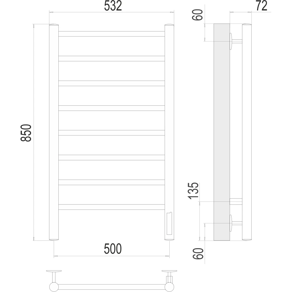 картинка Полотенцесушитель электрический TERMINUS   П8 500х850, арт.4670078531179