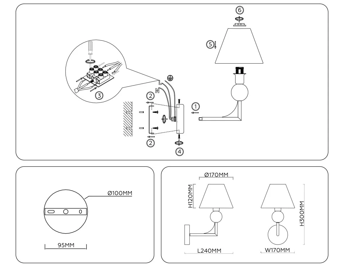 картинка Настенный светильник с абажуром LH75165