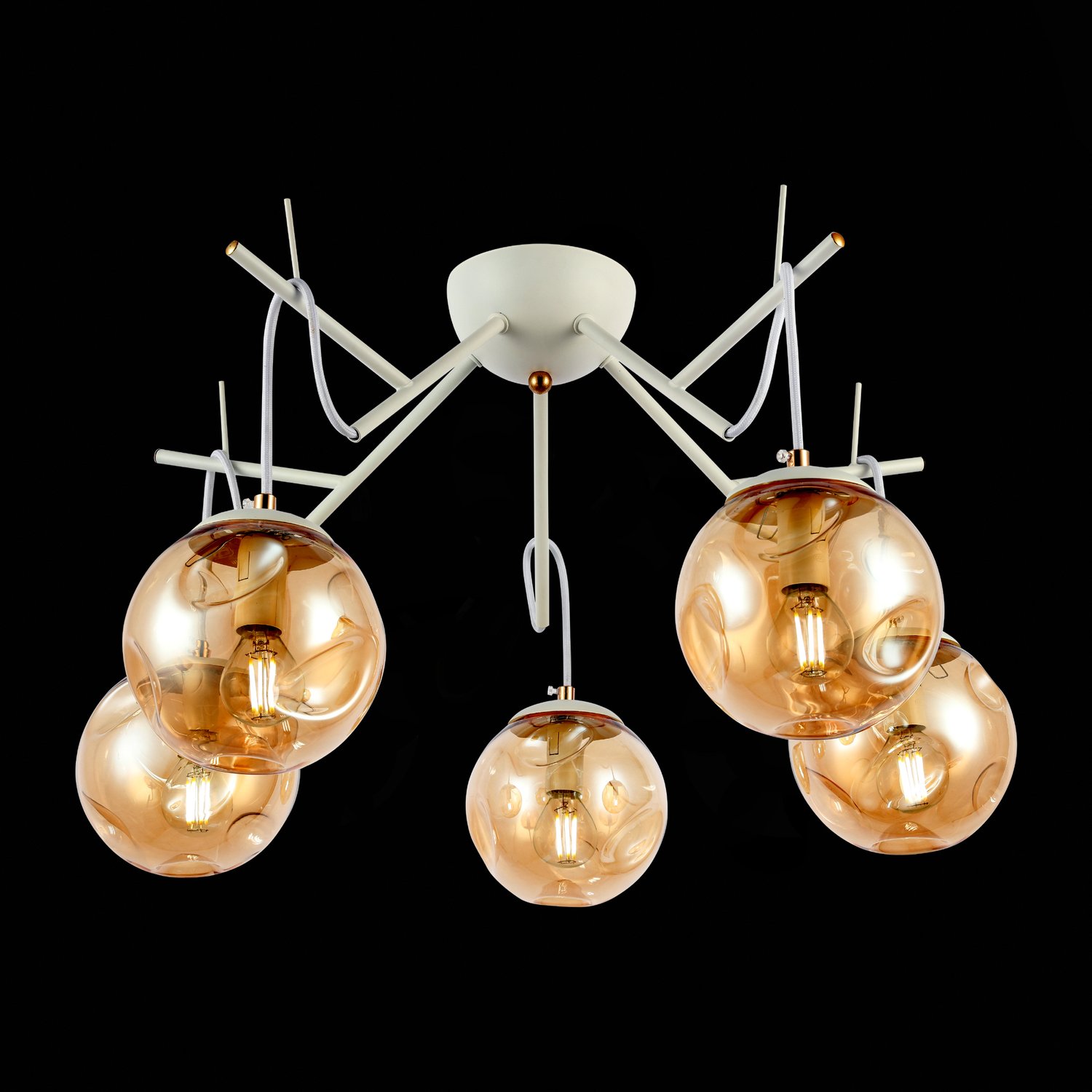 картинка SLE110202-05 Светильник потолочный Белый/Янтарный E14 5*40W