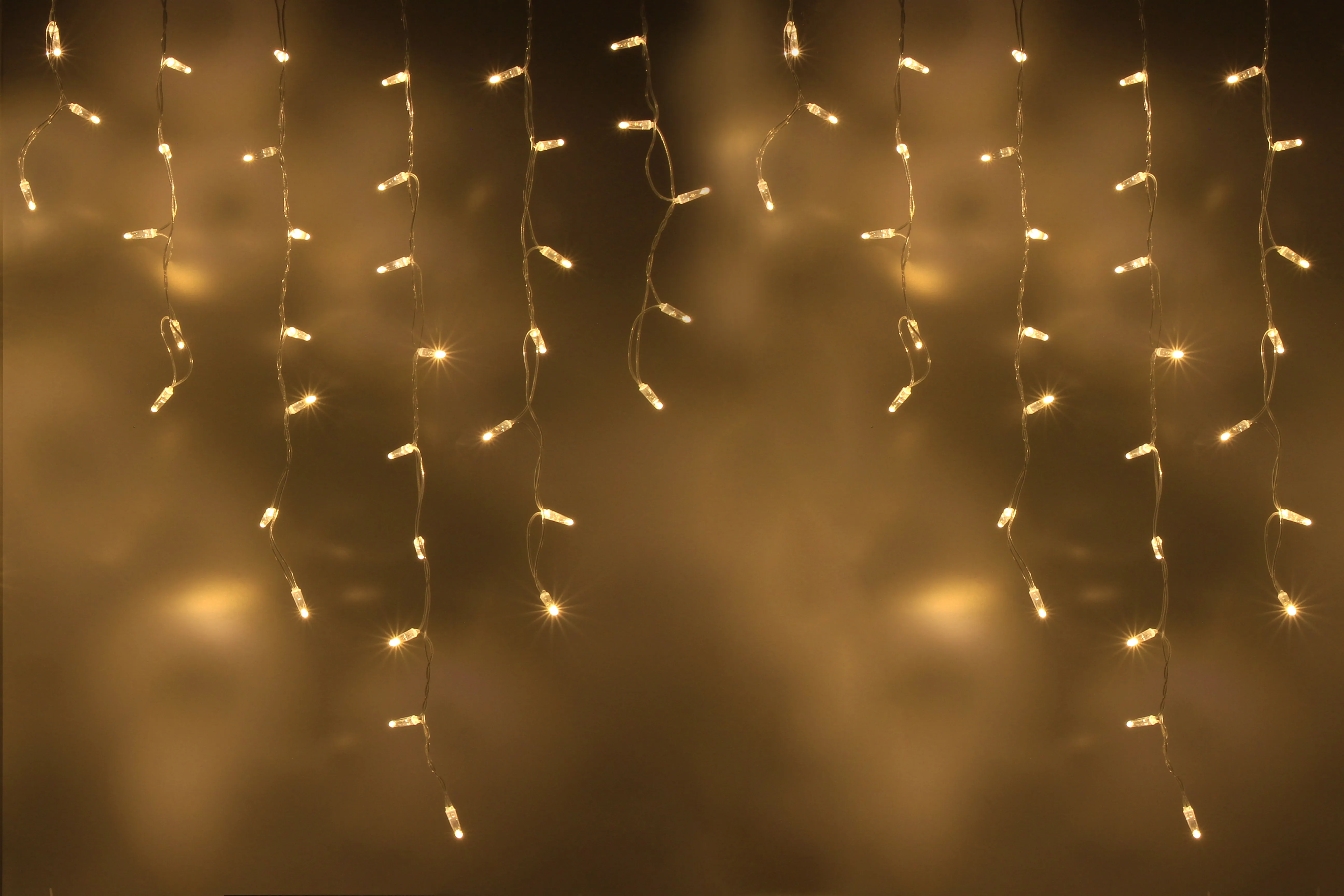 картинка Бахрома 3х0.9 м, флэш, прозрачный провод, теплая белая