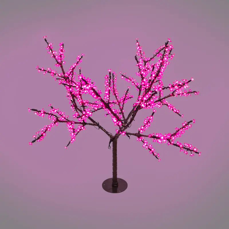 картинка Светодиодное дерево Сакура, высота 1,5м, диаметр кроны 1,8м, розовые светодиоды, IP65, понижающий трансформатор в комплекте NEON-NIGHT