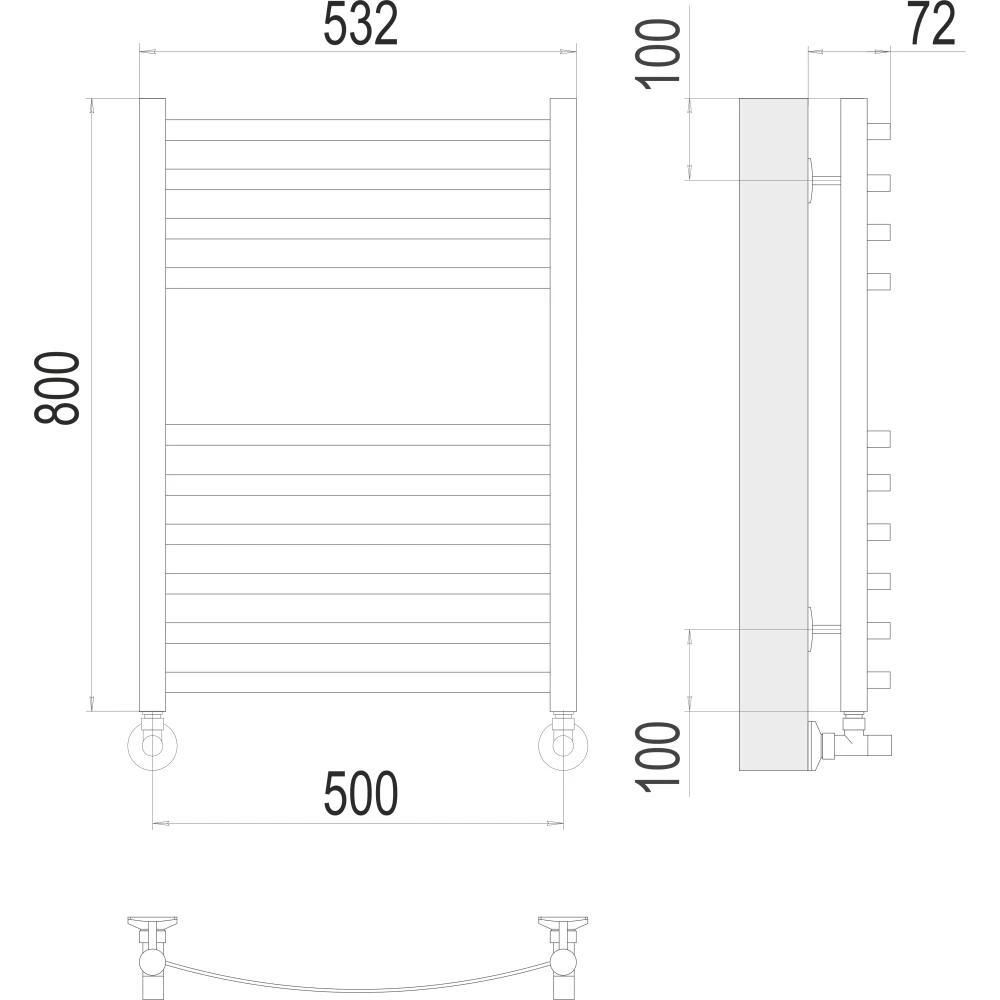 картинка Полотенцесушитель водяной TERMINUS  Авиэль П10 500х800, арт.4670078529015