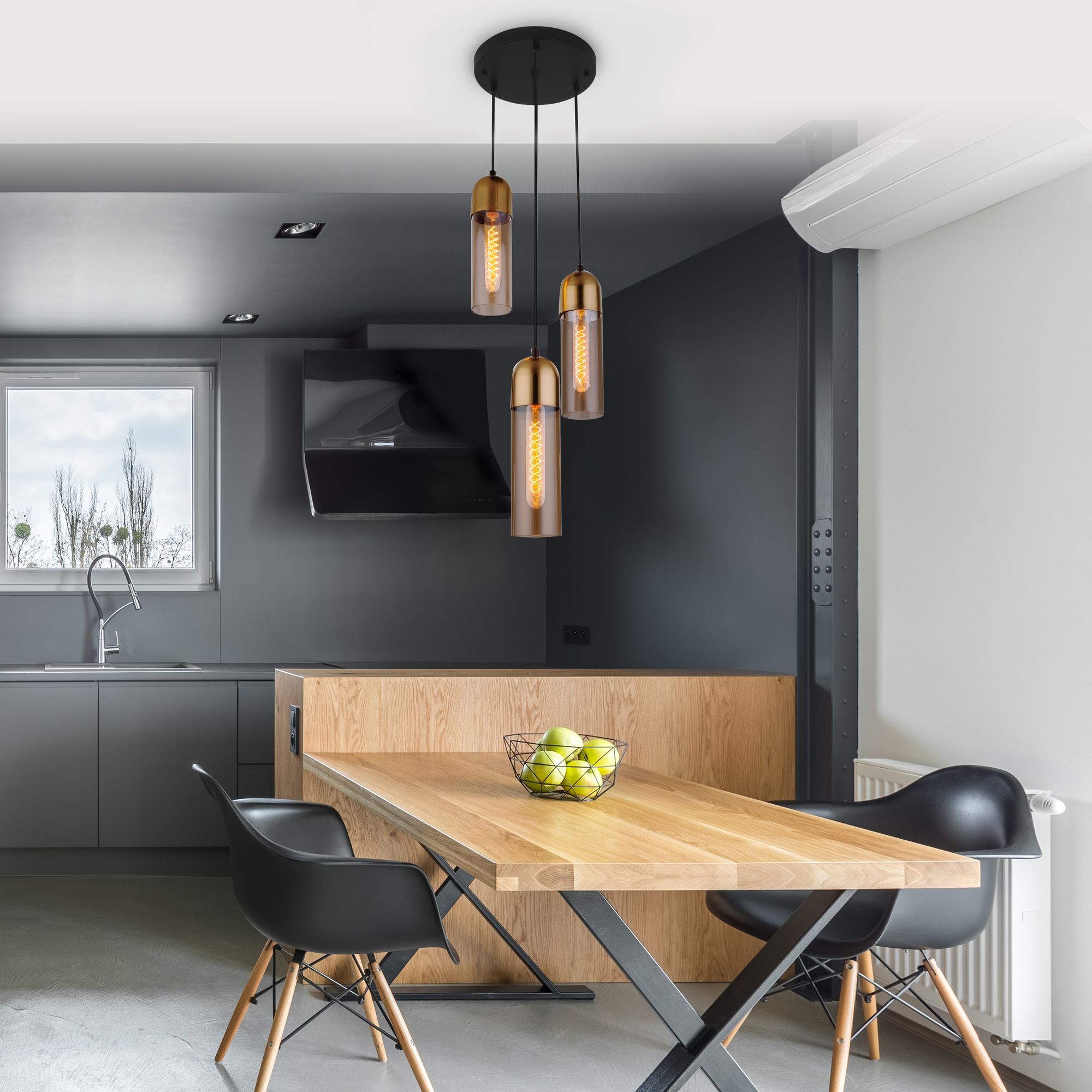 картинка Подвесной светильник со стеклянными плафонами 50180/3 янтарный