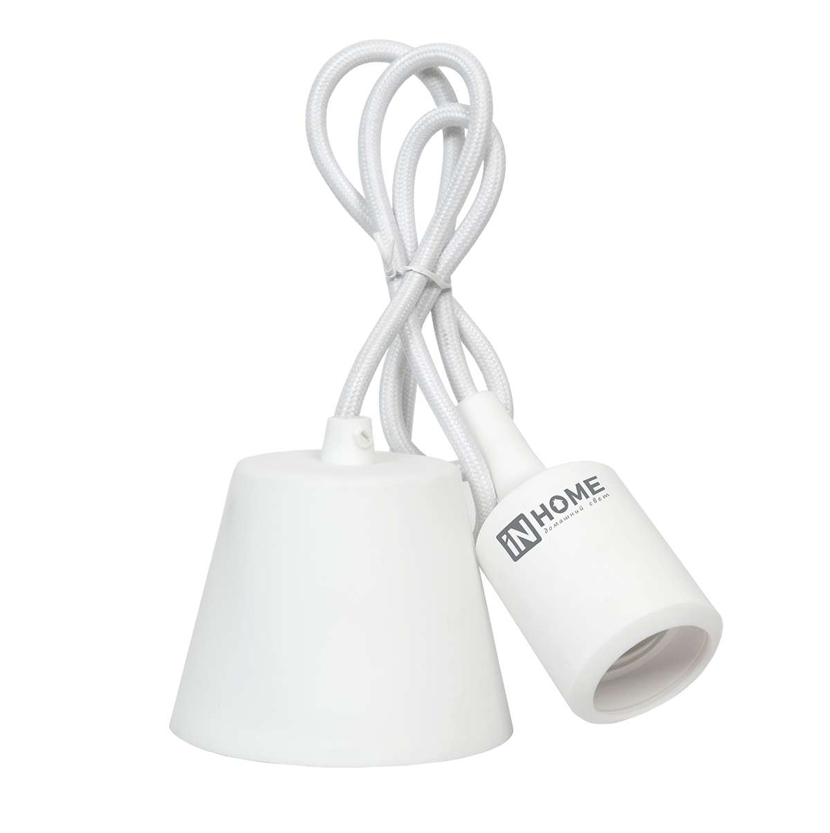 картинка Патрон Е27 силиконовый со шнуром 1м белый IN HOME