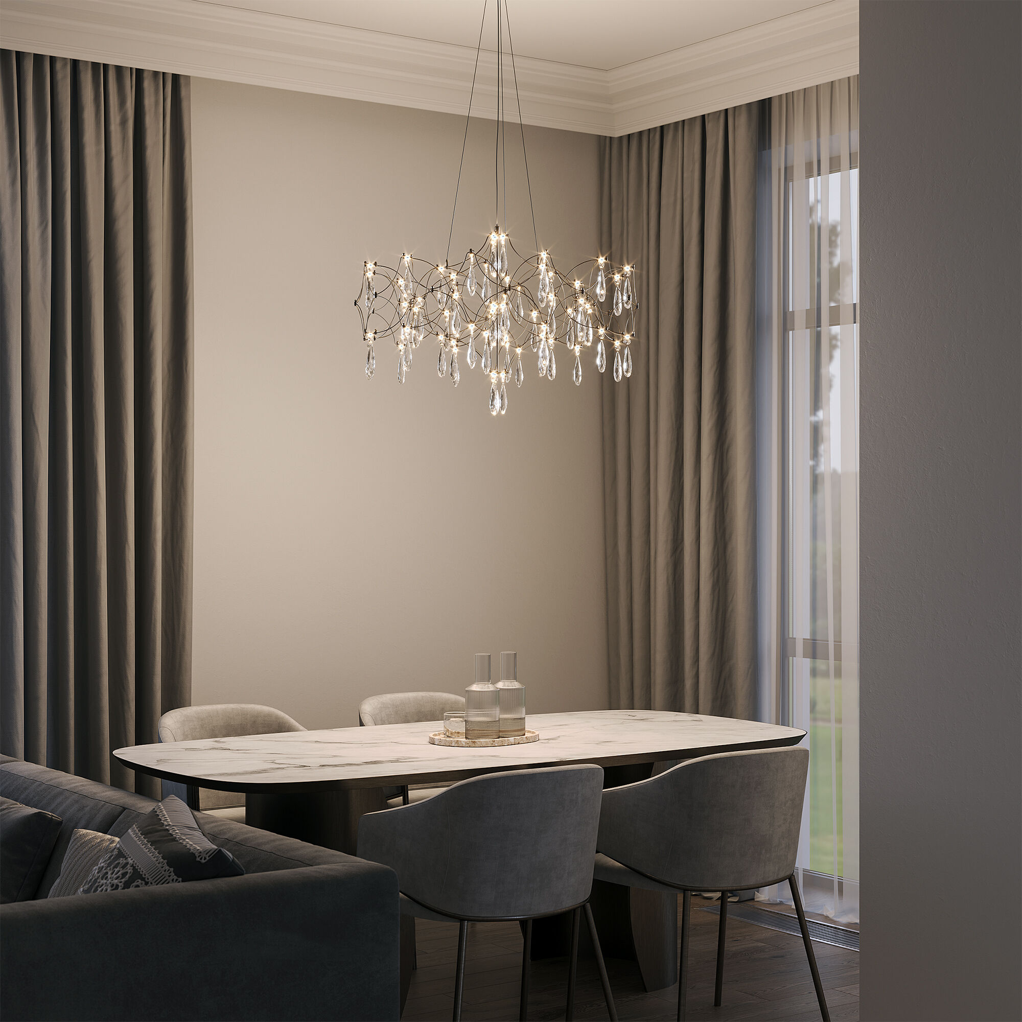 картинка Подвесной светодиодный светильник с фигурным хрусталем 443/1