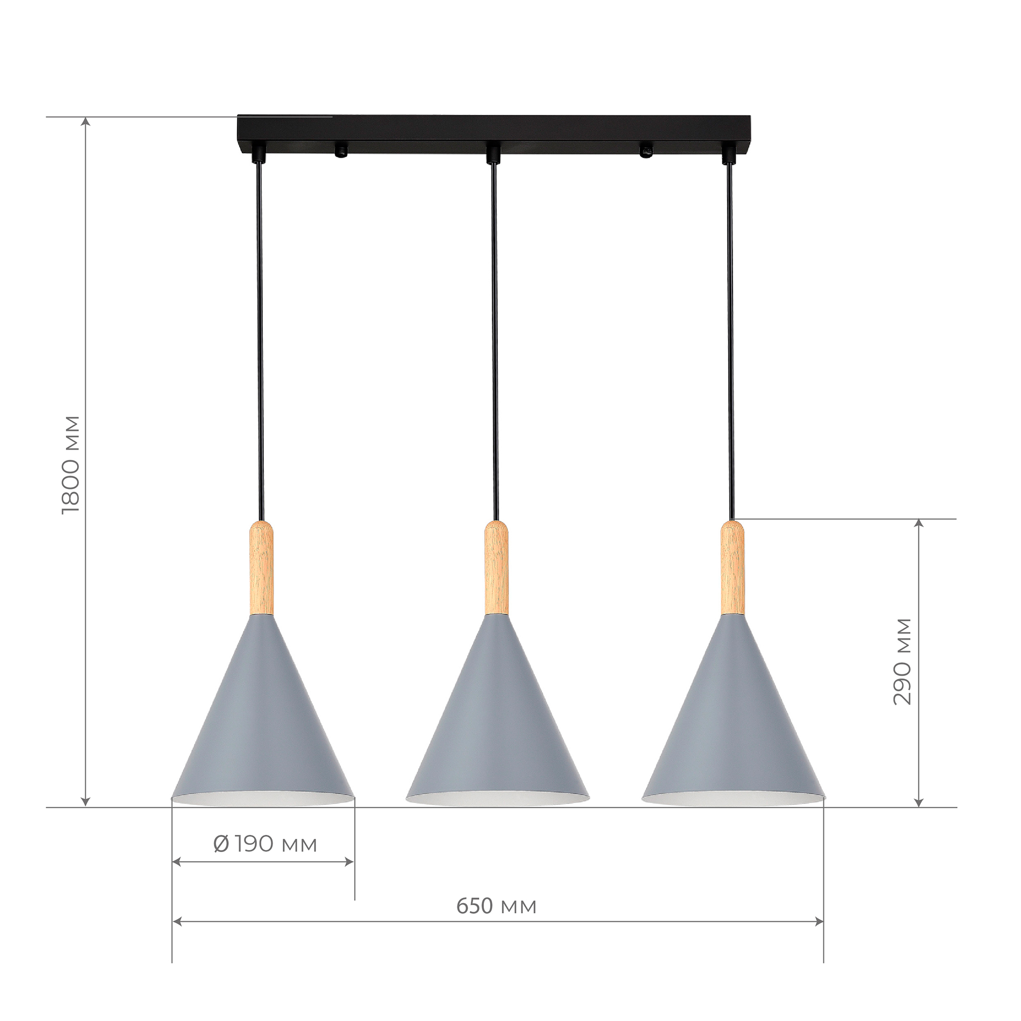 картинка SLE1255-413-03 Светильник подвесной Черный/Серый E27 3*40W