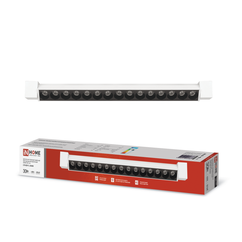 картинка Светильник трековый линейный светодиодный поворотный LTR-02R-TL 30Вт 4000К 3000Лм 475мм IP40 24 градуса белый серии TOP-LINE IN HOME