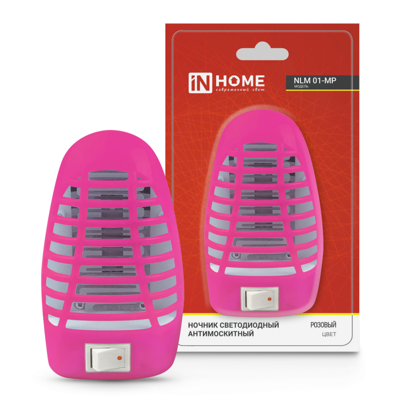 картинка Ночник светодиодный антимоскитный NLM 01-MP розовый с выключателем 230В IN HOME