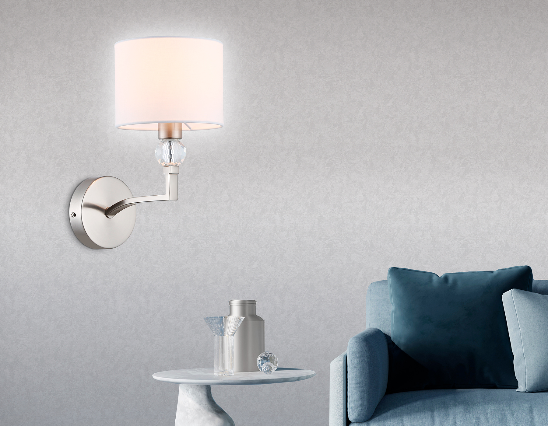 картинка Настенный светильник с абажуром и хрусталем LH71125