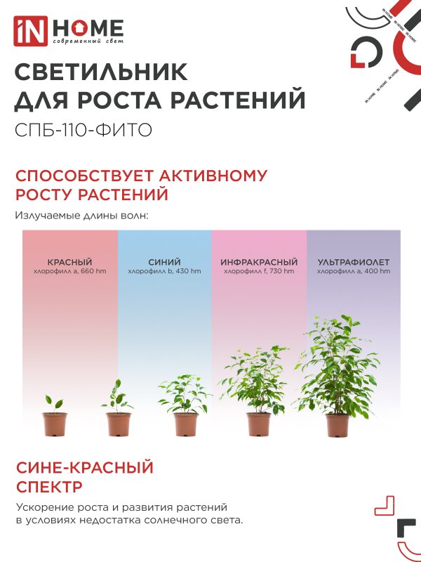 картинка Светильник светодиодный СПБ-110 STD-ФИТО красно-синий спектр 55Вт 1200мм IP40 IN HOME