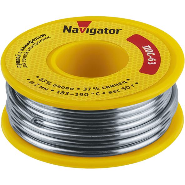 картинка Припой 93 786 NEM-Pos05-63K-2-K50 (ПОС-63 катушка 2мм 50г) NAVIGATOR 93786