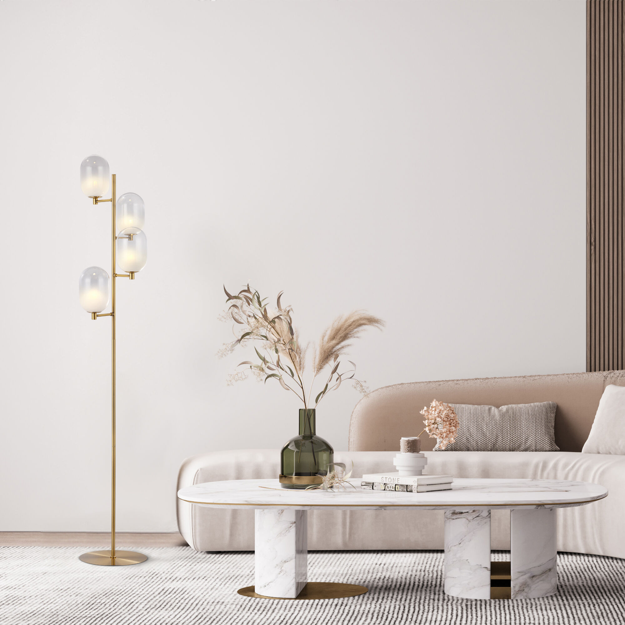 картинка Напольный светильник со стеклянными плафонами 01161/4 латунь