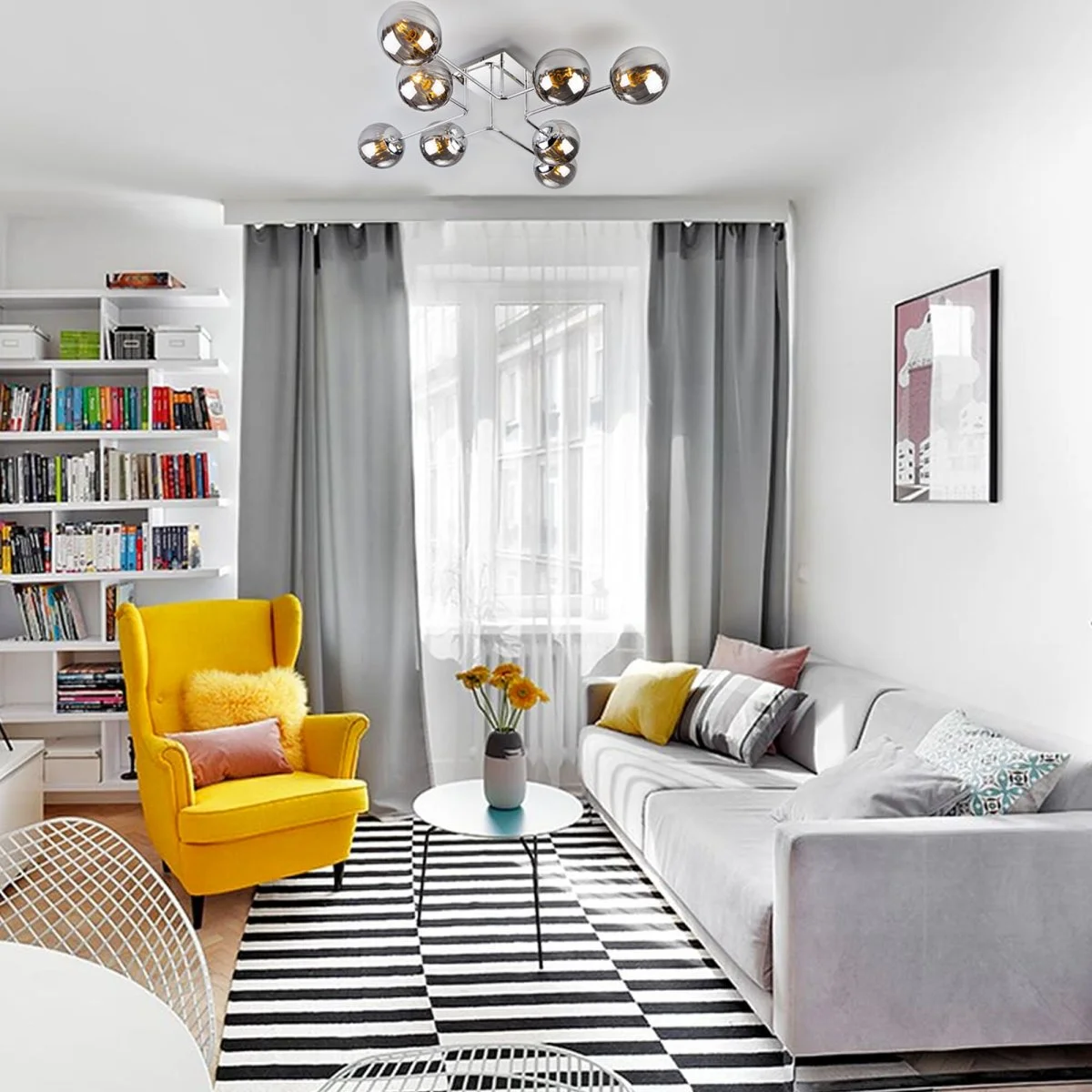 картинка Потолочный светильник с круглыми стеклянными плафонами 30140/8 хром