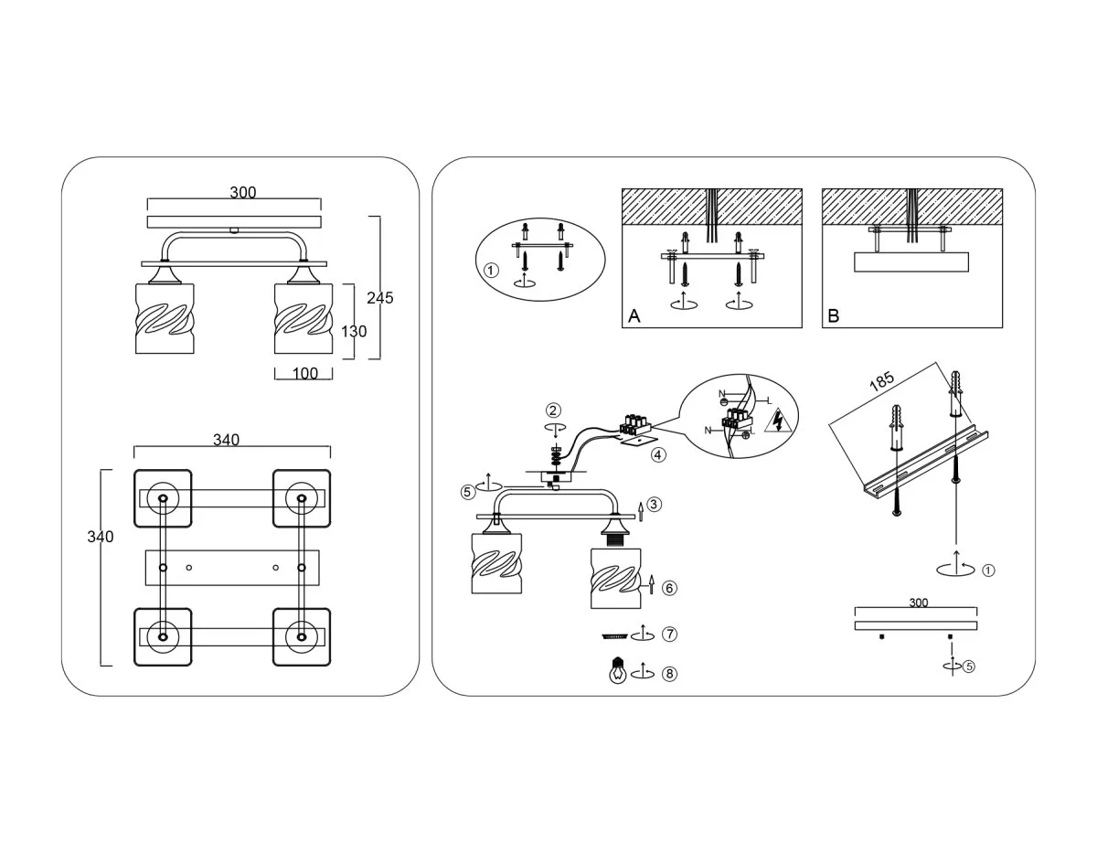 картинка Светильник потолочный со стеклянными плафонами