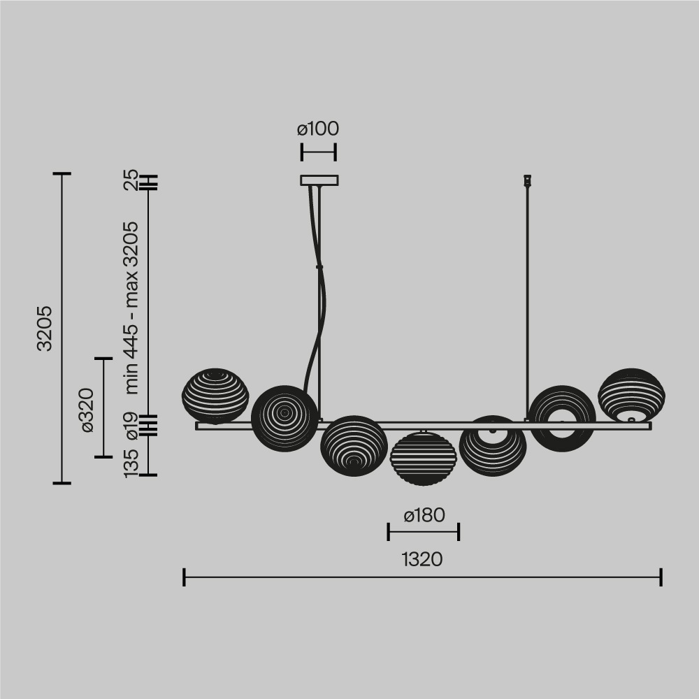 картинка Подвесной светильник Maytoni MOD268PL-07G