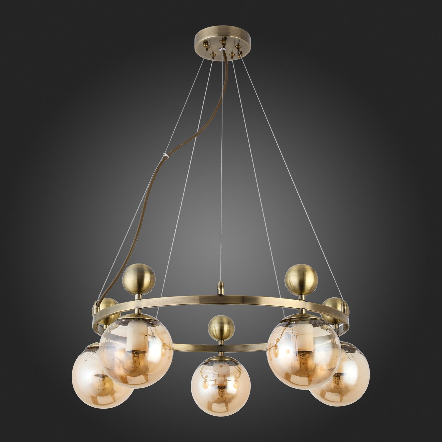 картинка SLE106303-05 Светильник подвесной Бронзовый/Прозрачный, Янтарный E27 5*60W