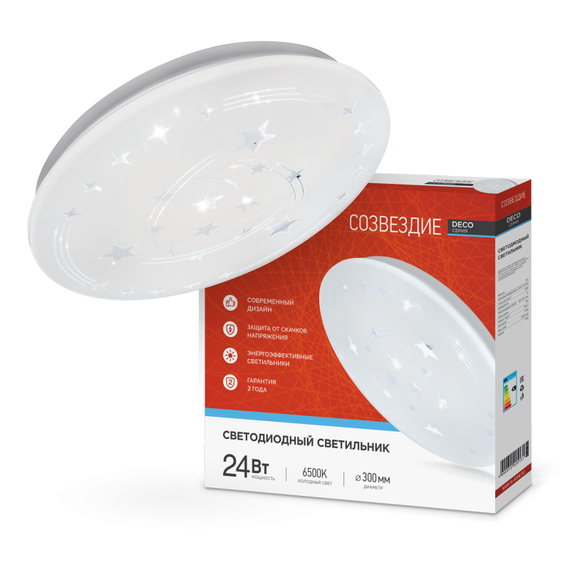 картинка Светильник светодиодный серии DECO СОЗВЕЗДИЕ 24Вт 230В 6500К 2160Лм 330х55мм IN HOME