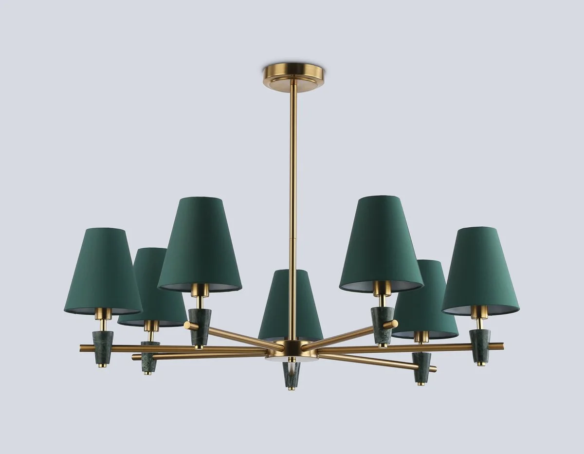 картинка Люстра на штанге с абажурами и мрамором LH75053