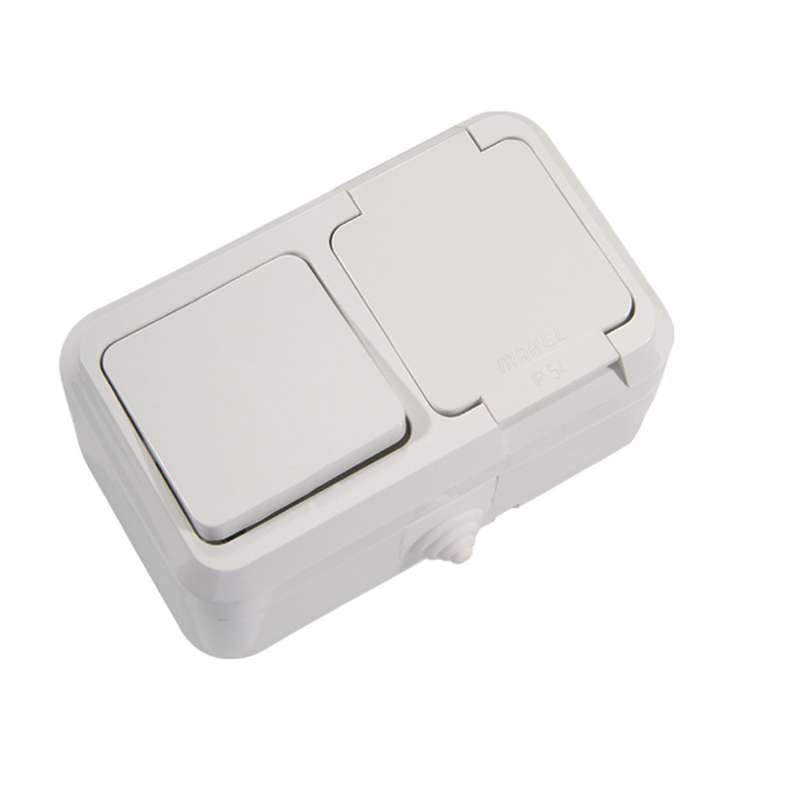 картинка Блок ОП IP44 бел. (1кл. выкл.+роз/крыш) Makel 18350