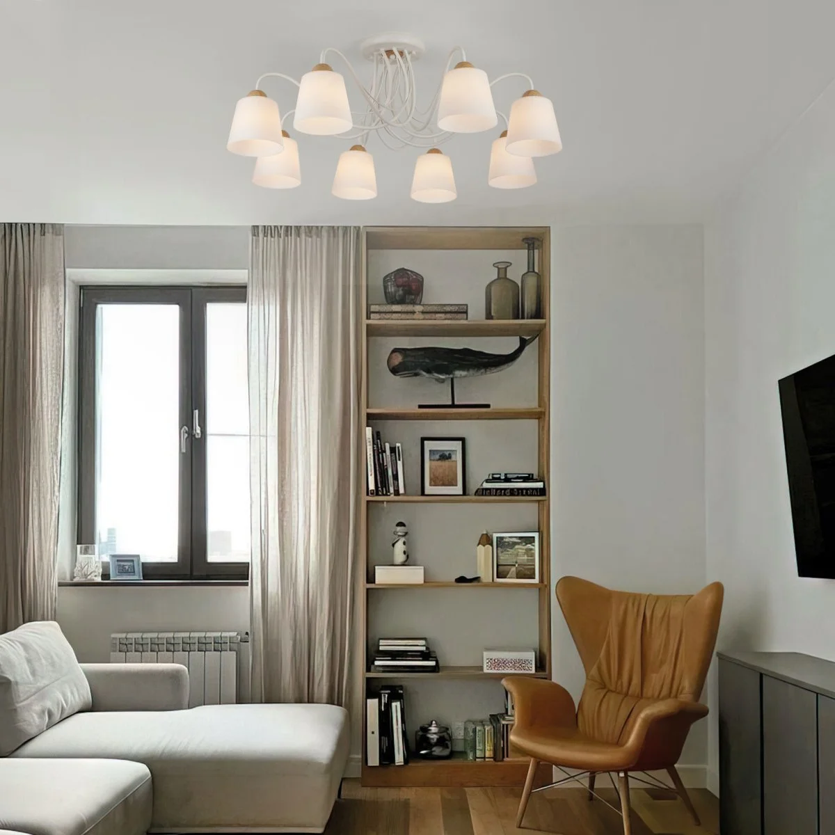 картинка Люстра с плафонами из матового стекла 70062/8 белый