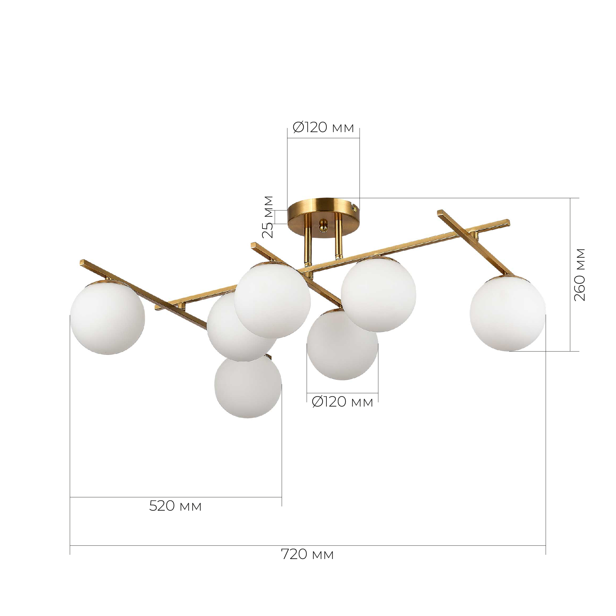картинка SLE1195-302-07 Светильник потолочный Латунь/Белый E14 7*40W