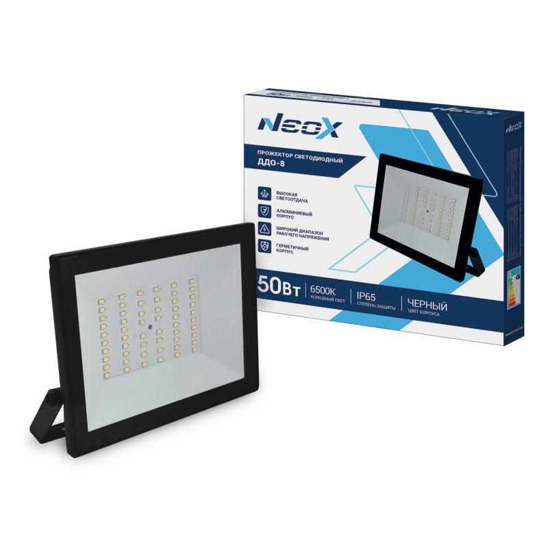 картинка Прожектор светодиодный ДДО-8 50Вт 230В 6500К 5000Лм 100лм/Вт IP65 черный NEOX