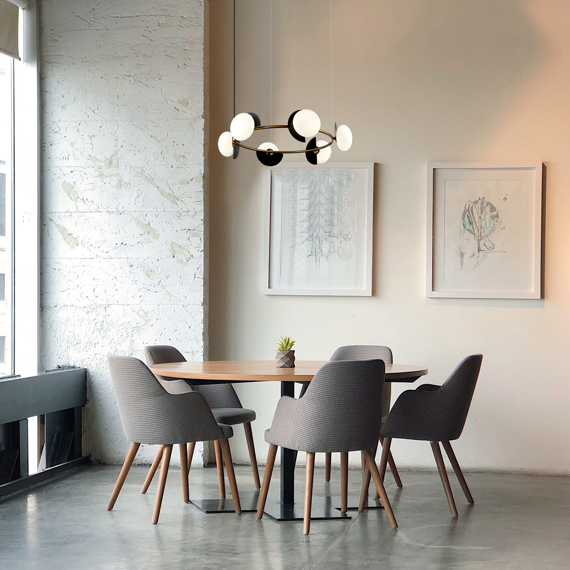 картинка Умный подвесной светильник 70150/6 черный/латунь Smart