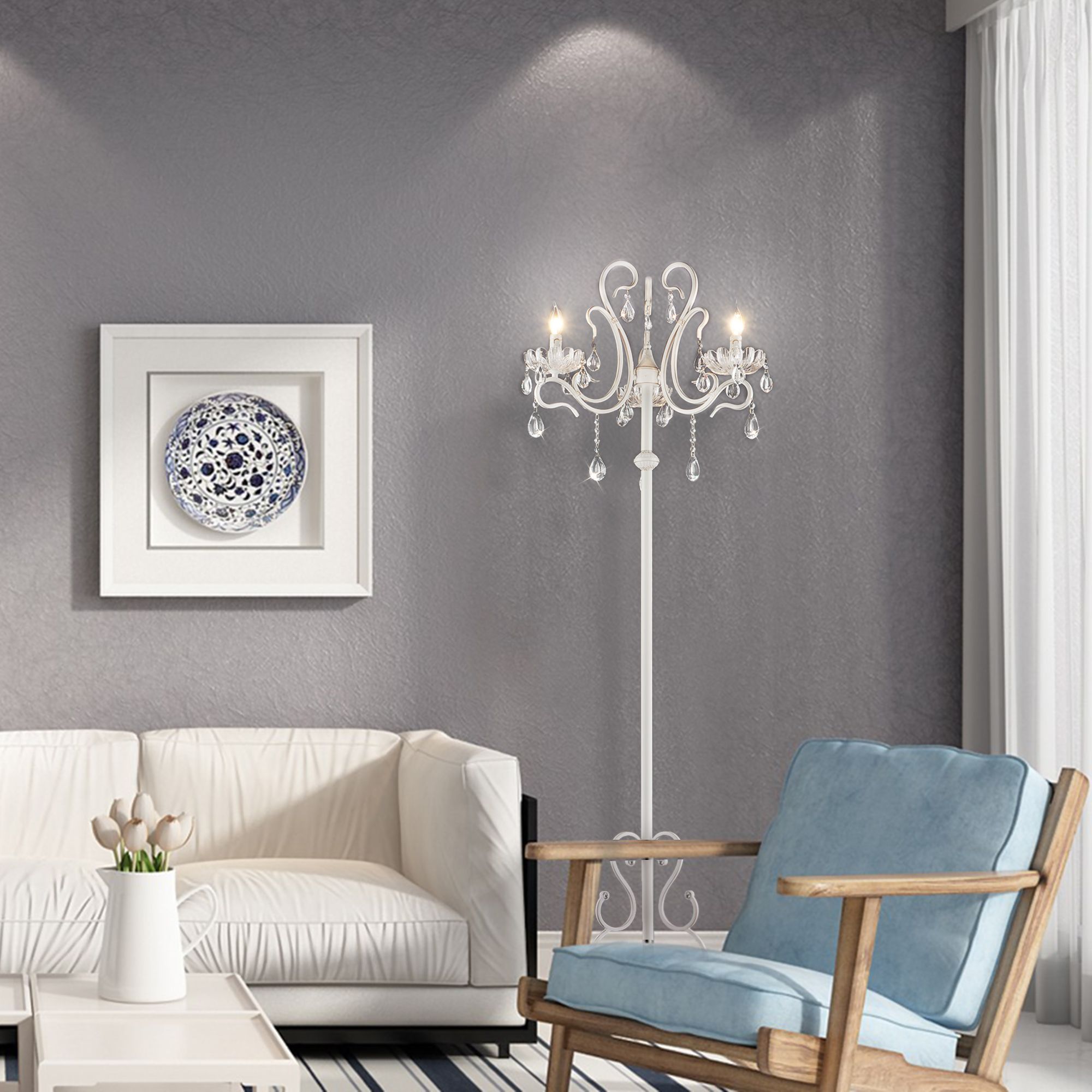 картинка Торшер с хрусталем белый 12205/3F белый